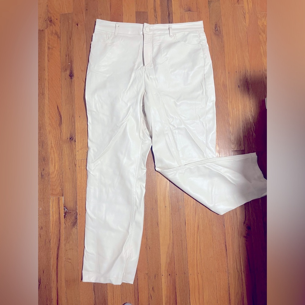 Ivory faux leather Pant